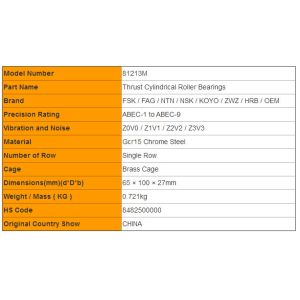 Heavy Load 81213M Cylindrical Needle Roller and Cage Thrust Assemblies