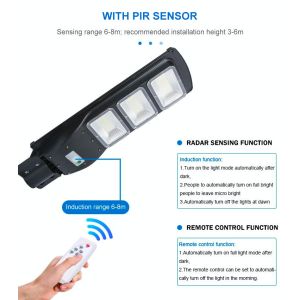 10AH 760Lm PIR Solar Lights Polycrystalline Silicon Panel Garden 90W