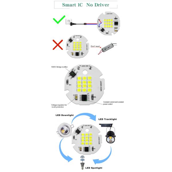4000k SMD LED Chip Smart IC No Driver For Commercial Lighting Applications