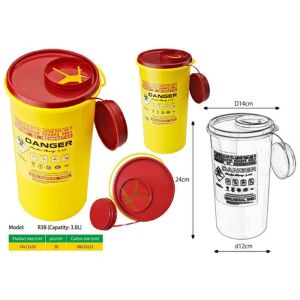 3 Litre Sharps disposal container, Sliding Lid, Red,Sharps Container |