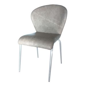 Customized PU Dining Chairs Chrome Plated Legs High Density Sponge