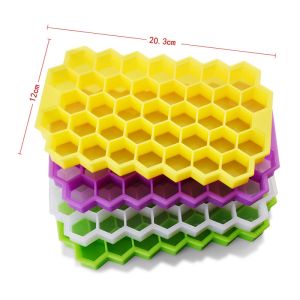 Hexagon Shape Silicone 37pcs Ice Cube Mold With Lid