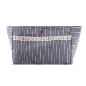 Gray Strip Insulated Cooler Lunch Bag with Drawstring Inside
