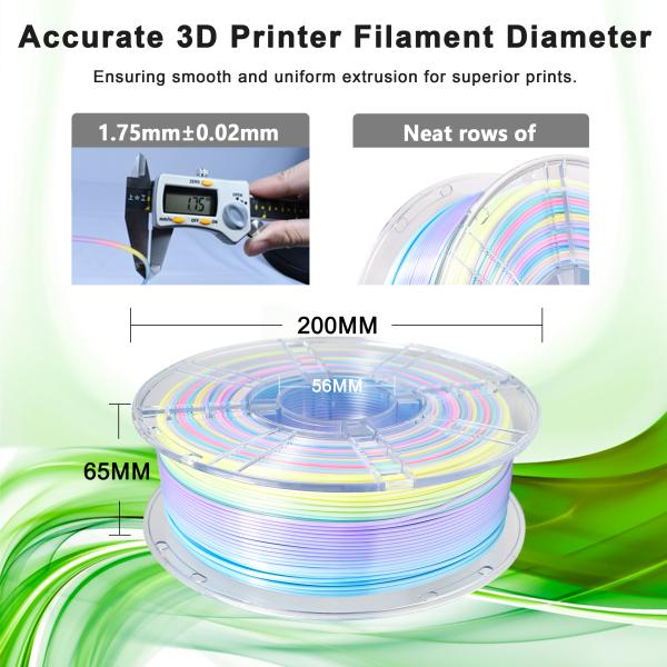 1.75mm PLA+ Silk Filament 1kg Silk Macaron Rainbow Filament 3d Printing Filament