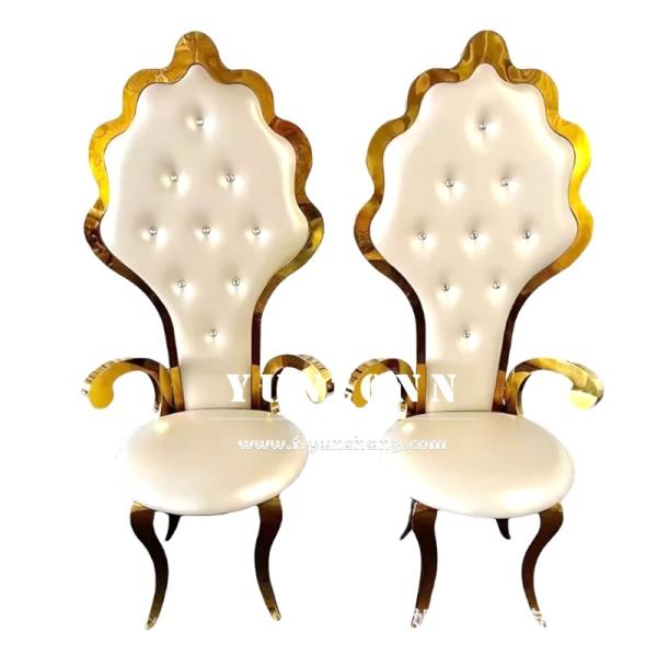 Wholesale Gold Stainless Steel Bride And Groom Chair High Back Wedding King Throne Chair