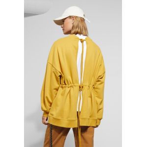 Fall Clothing Women Open Back Crewneck Blanket Sweatshirt