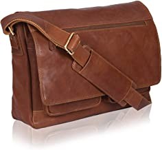 Buy 14inch Laptop Womens Leather Messenger Bag Canvas Cowhide 400g at wholesale prices