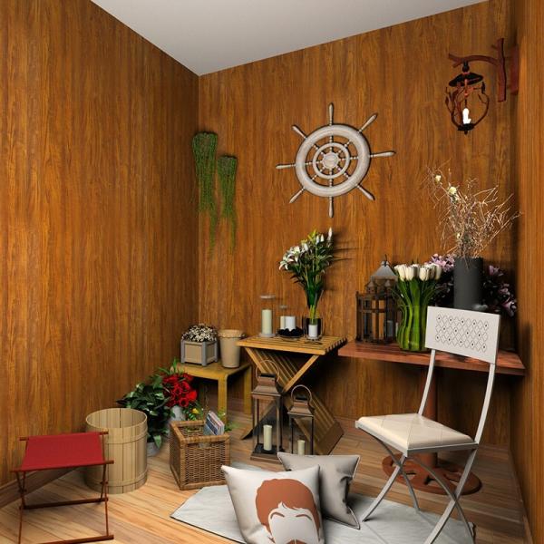 Modern Apartment Wallpaper Vintage Wood Grain Design with Self Adhesive Backing