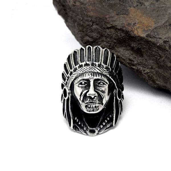 Vintage Old Titanium Stainless Steel Men's Ring Engrave Indian (SA387)