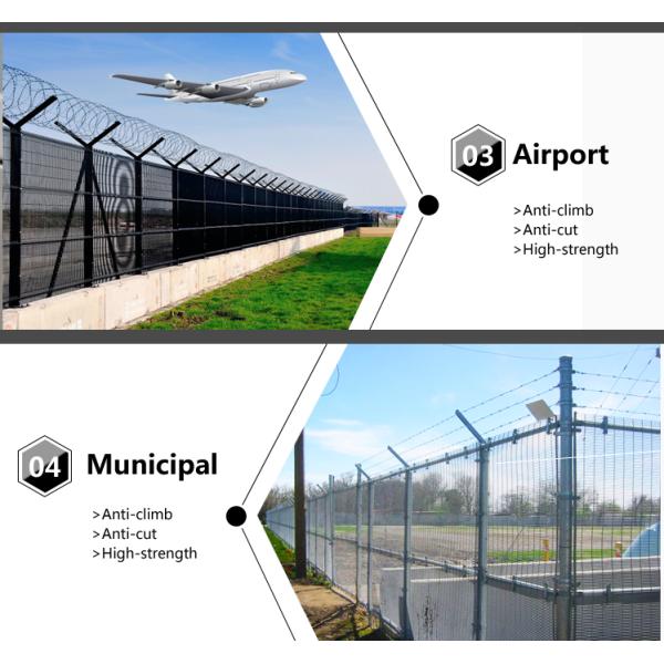 Anti Climb and Anti Cut 358 high security fence with Electric Alarm System Highway Fence Airport