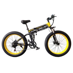 1000W 10AH Fat Tire Folding E-Bike Lithium Battery SMLRO S11 26x4.0 inch
