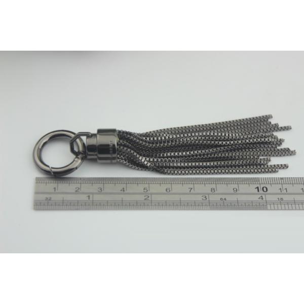 High quality modern design tassel custom zinc alloy gunmetal colors 115 mm length metal tassel with metal cap
