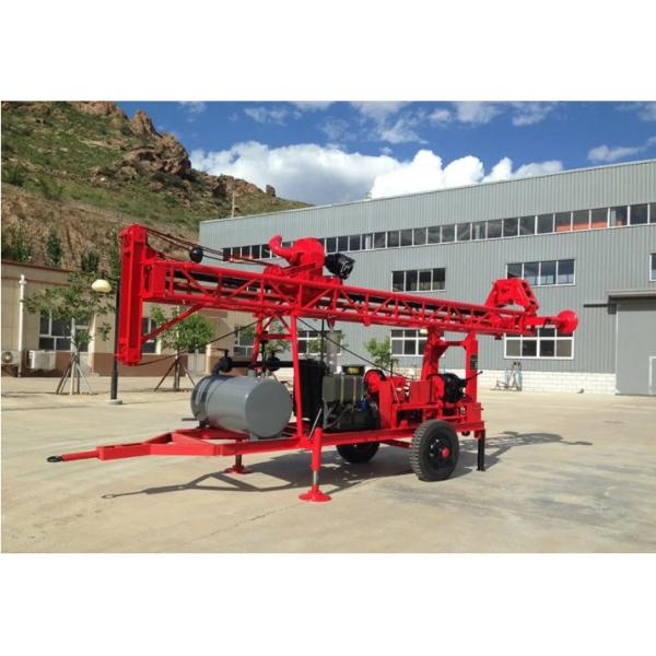200m Portable Borehole Drilling Machine , Water Well Drilling Trailer With 2 Wheels