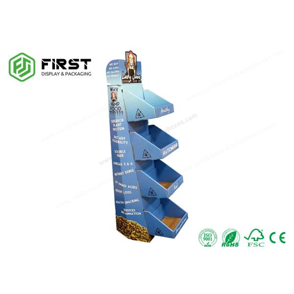 Custom Glossy Printing POP Advertising Corrugated Paper Floor Display Shelf Stand