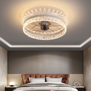 30W Modern Crown Ceiling Lights Fans Lamp LED Remote Control Changeable