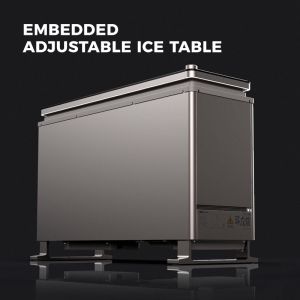 Home Office Dining Table with Glass Marble Stone and Adjustable Refrigerated Ice