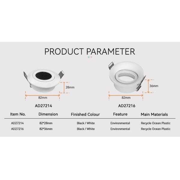 Recycling Ocean Downlight Frames Plastic Tilted Angle Downlight Enclosure Hole 68mm