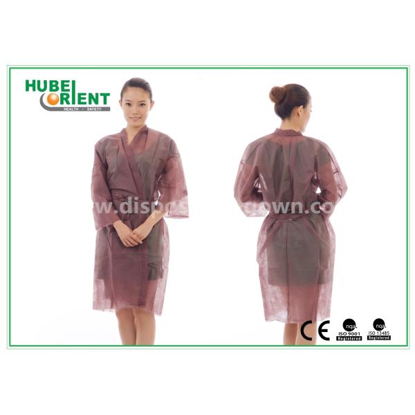 Breathable Disposable Kimono Robe Nonwoven Sauna Gown / Bathrobe Beauty Center Using