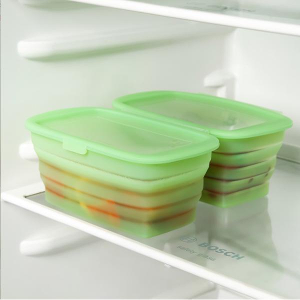 Convenient 188*115*80MM Silicone Foldable Bento Box for Lunch Vegetable and Fruit Storage