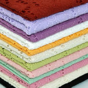 Sustainable Cotton Eyelet Trim Embroidered Mesh Lace Fabric 130cm