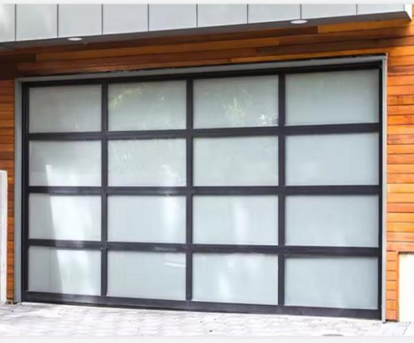 Buy Modern Black Elegant Aluminum Frame Tempered Water Tightness Class 3 Transparent Overhead Garage Door Glass Sectional Garage Door at wholesale prices