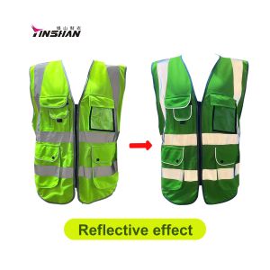 Workers' High Visibility Fluorescent Yellow Reflective Running Vest with Pockets
