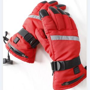 Five Finger Battery Warming Gloves One Button Leather Material