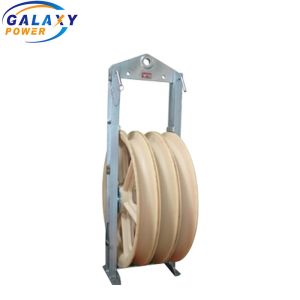 Three Wheel Transmission Overhead Line Stringing Pulley Block 1040x125mm