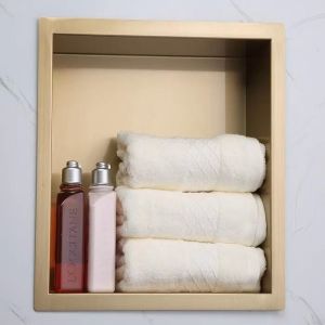 12in Width Rectangle Chrome Niche Bathroom Cabinets For Vanity