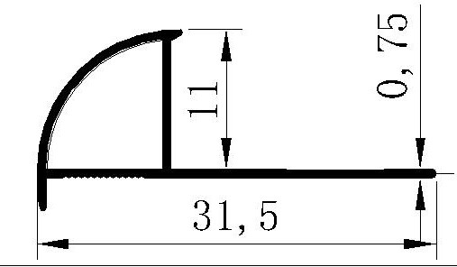 Round Edge Closed 2.6m Metal Tile Trim Aluminum Tile Edging Strip