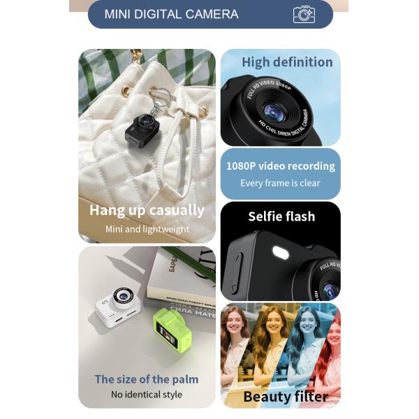 Mini Keychain Camera With Screen HD 1080P Portable Retro Kids Cam Ultra Compact Pocket DV Video Recorder