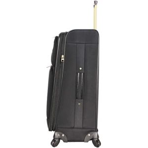 3PCS Softside Black Spinner Suitcase Set With Reinforced Handle