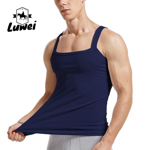 Organic Cotton Men Workout Tank Top Bodybuilding Crop Gym Stringer Vest