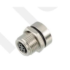 Industrial Grade M8 Female Back Mount Socket Right Angle IP67 with Solder Screw