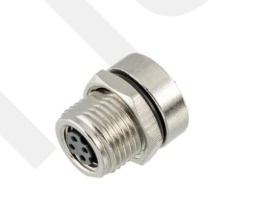 Industrial Grade M8 Female Back Mount Socket Right Angle IP67 with Solder Screw