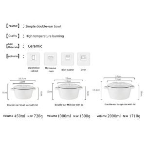 Household Porcelain Ceramic Oven Bowl Nordic Style For Soup Salad Dessert