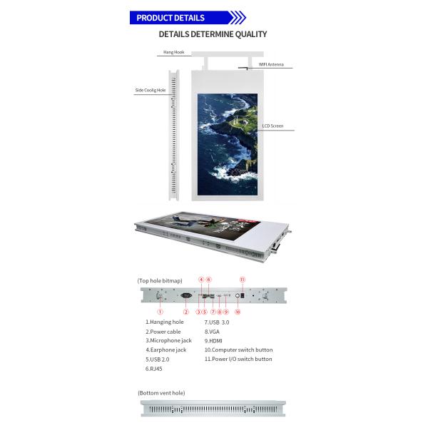 55'' Hanging Double Sided Commercial Digital Signage Displays Ultra High Brightness For Window Displays