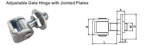 Metal Adjustable Swing Gate Hinge Hardware Heavy Duty Short Bolt With Nut Round Plate