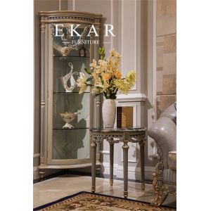 Corner Carved Wood Marble Top Coffee Antique End Table For Sofa