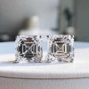 Asscher Cut Diamond Earring Stud Lab Engineered Diamonds Jewelry