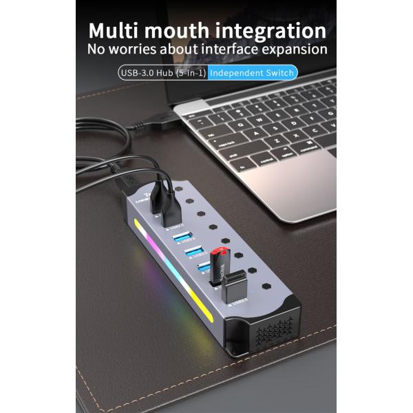 Customized Logo Accepted Speed USB 3.0 Hub with 7 Ports and Aluminum Alloy Design