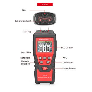 Plastic 58% Digital Wood Moisture Meter , Firewood Moisture Tester
