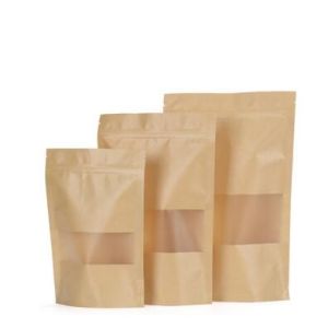 reusable stand up zipper Brown toast kraft bread packing paper bags