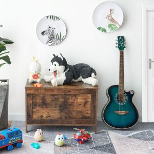 Toy Box, Retro Wooden Look Storage Chest with Safety Hinge, Easy Assembly