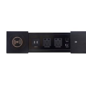 Aluminum Alloy Tabletop Sliding Socket Plug Table Top Power Outlets USB