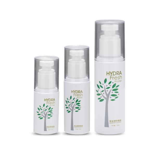 Cylindrical Shape Cosmetic Plastic Container 100ml With White Lotion Pump