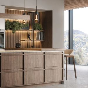 Customized Modern Luxury Modular Kitchen Cabinet Lacquer Wood Grain Kitchen