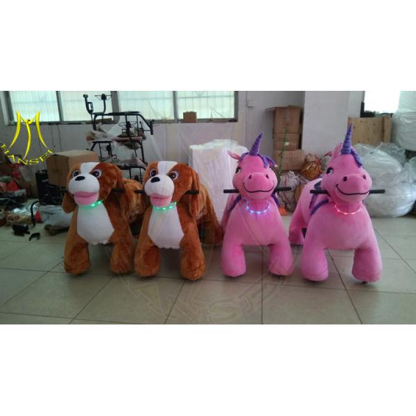 Buy Hansel  amusement walking stuffed coin operated electric ride on animals at wholesale prices
