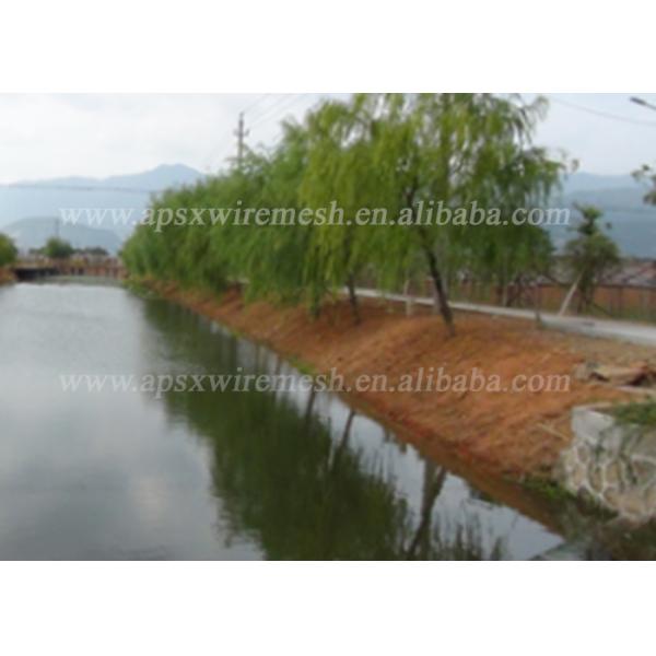 Hot Galvanized / Pvc Coated Mesh Gabion Baskets Stone Filled River Protect