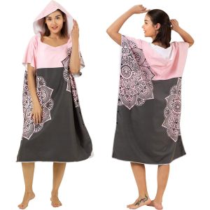 Custom Digital Print Microfiber Adult Surf Poncho Hooded Towel Changing Poncho